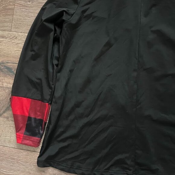 Emery Rose Black Red Plaid Collared Long Sleeve Layered Shirt Top Size XL - Picture 7 of 11